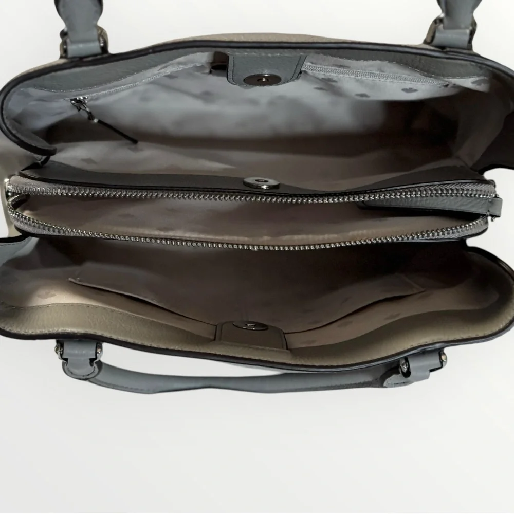 Kate Spade Gray Pebbled Leather Satchel Tote Cameron Street Style - Picture 8 of 9